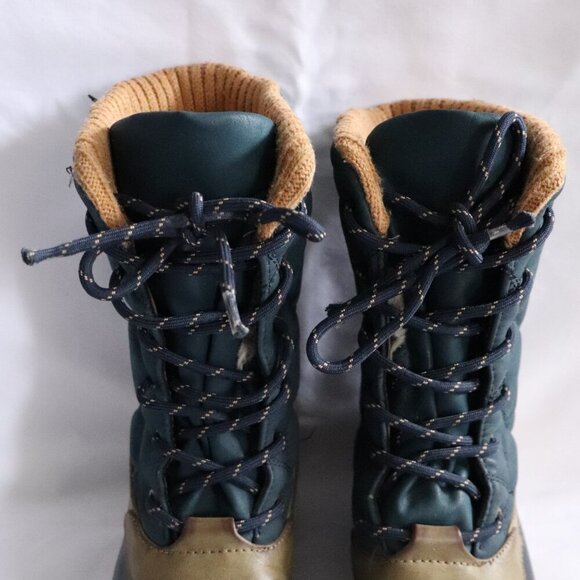 Call It Spring Women's Sz 7.5 Blue/Tan Eraude Winter Lace Up Quilted Snow Boots - Picture 4 of 12